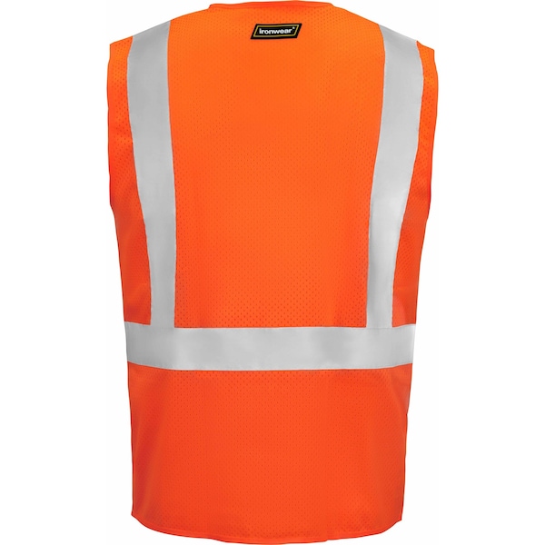 Standard Safety Vest W/ Zipper & Radio Clips (Orange/X-Large)